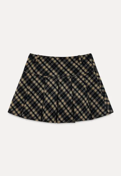 Pleated Plaid Mini Skirt