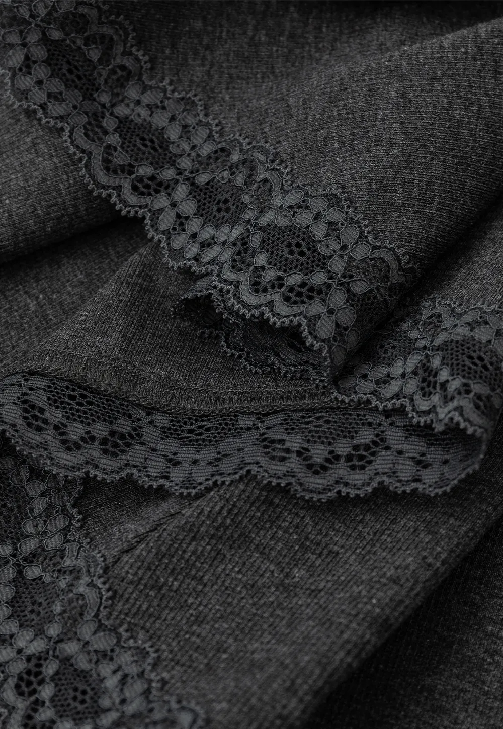 Asymmetrical Hem Lace Trim Skirt