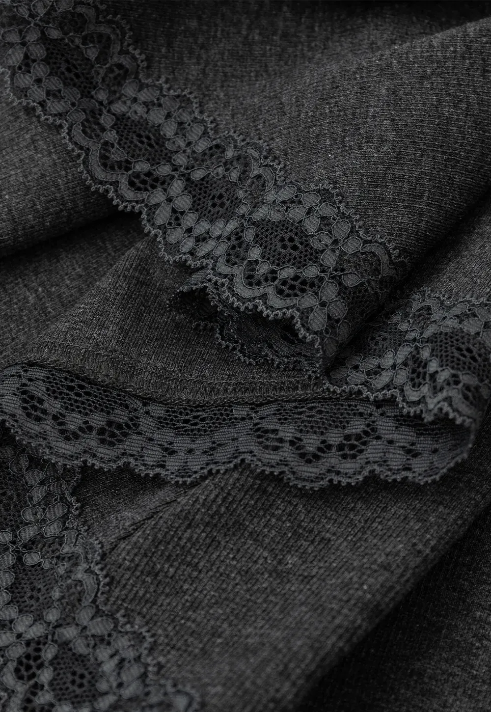 Asymmetrical Hem Lace Trim Skirt
