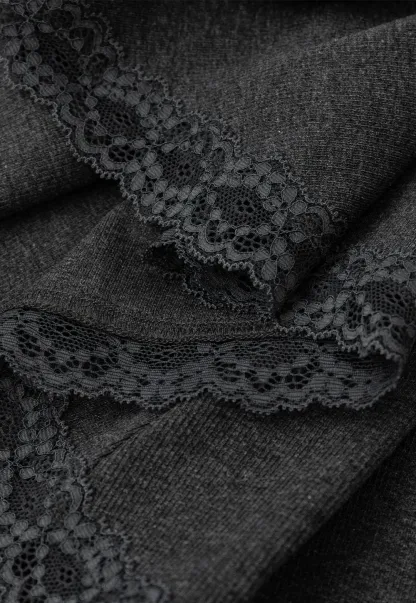 Asymmetrical Hem Lace Trim Skirt