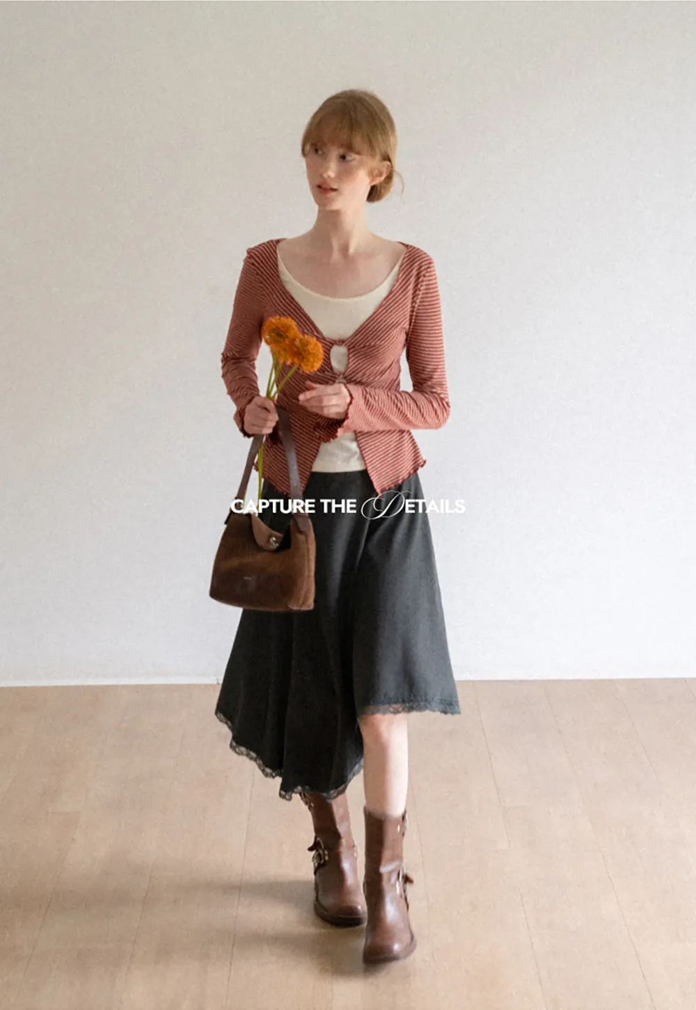 Asymmetrical Hem Lace Trim Skirt