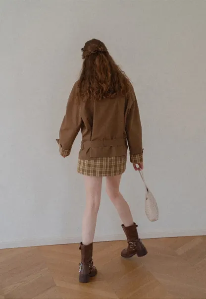 Plaid Pattern High Waist Mini Skirt