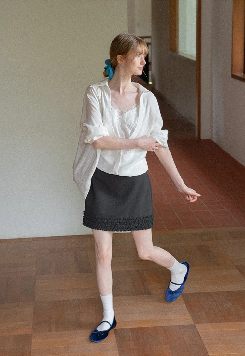 Ruffled Hem Mini Skirt