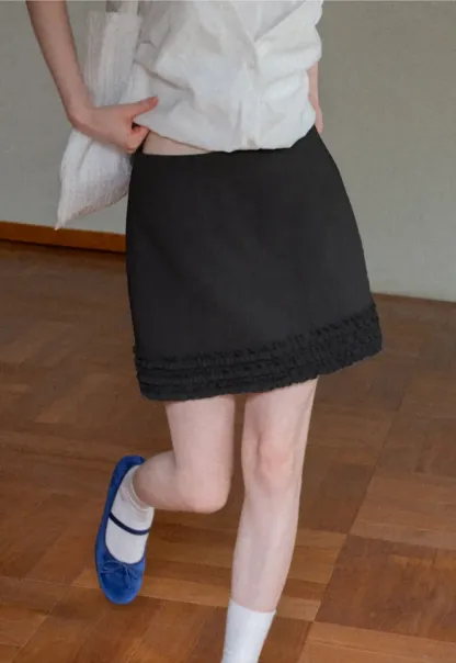 Ruffled Hem Mini Skirt