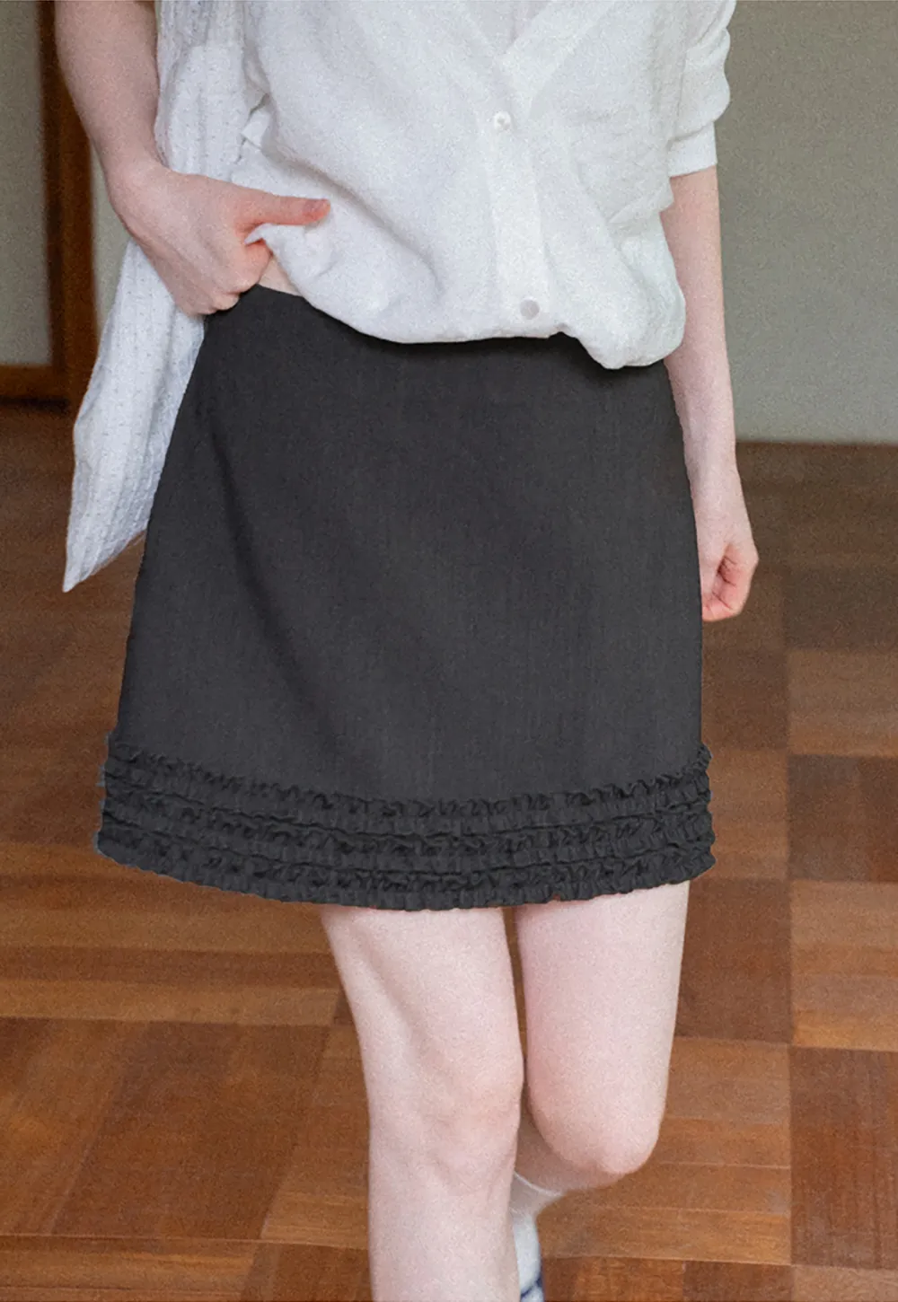 Ruffled Hem Mini Skirt