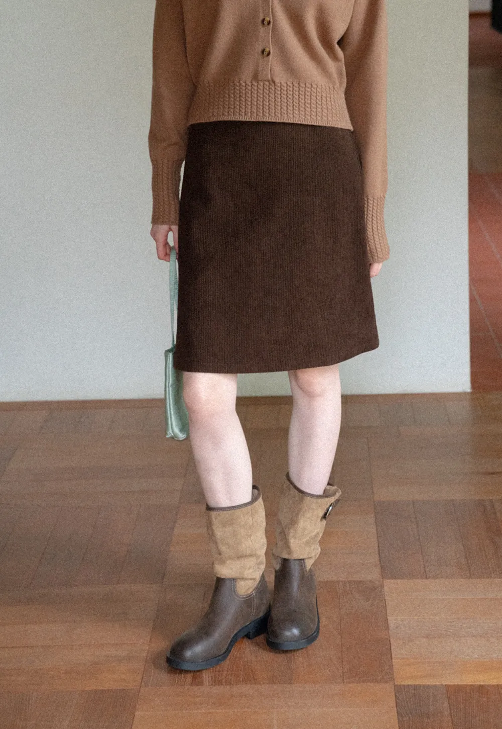 Ribbed Knit A-Line Skirt