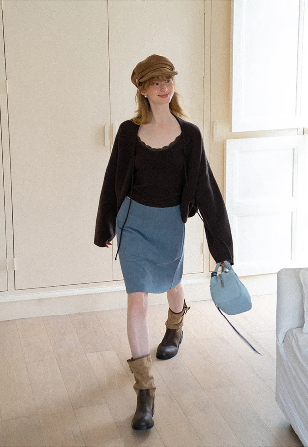 Ribbed Knit A-Line Skirt