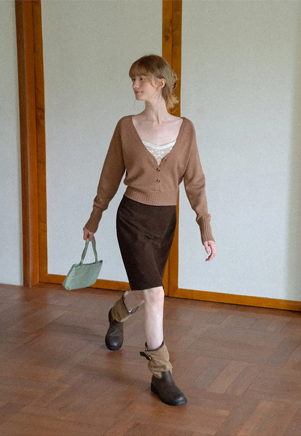 Ribbed Knit A-Line Skirt