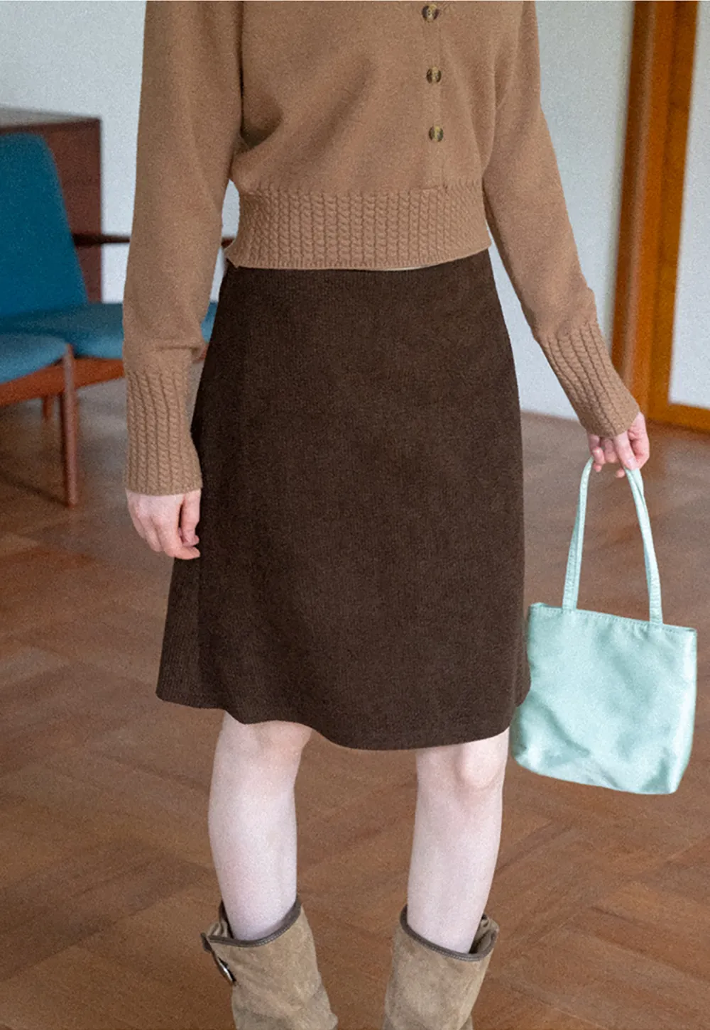 Ribbed Knit A-Line Skirt