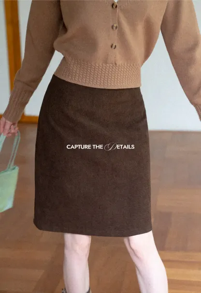 Ribbed Knit A-Line Skirt