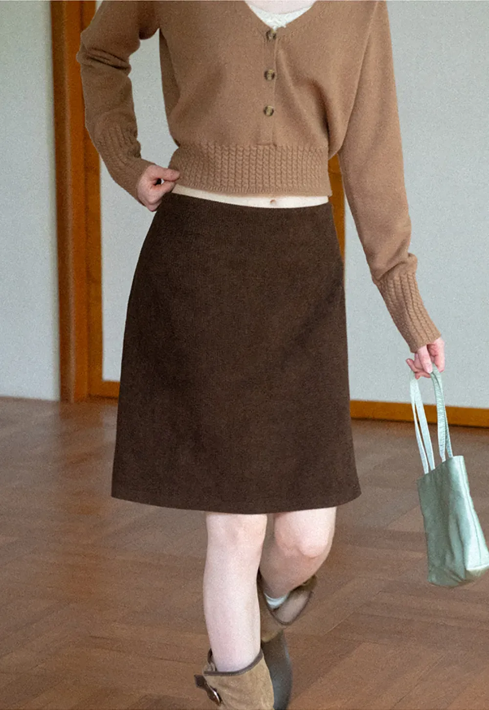 Ribbed Knit A-Line Skirt