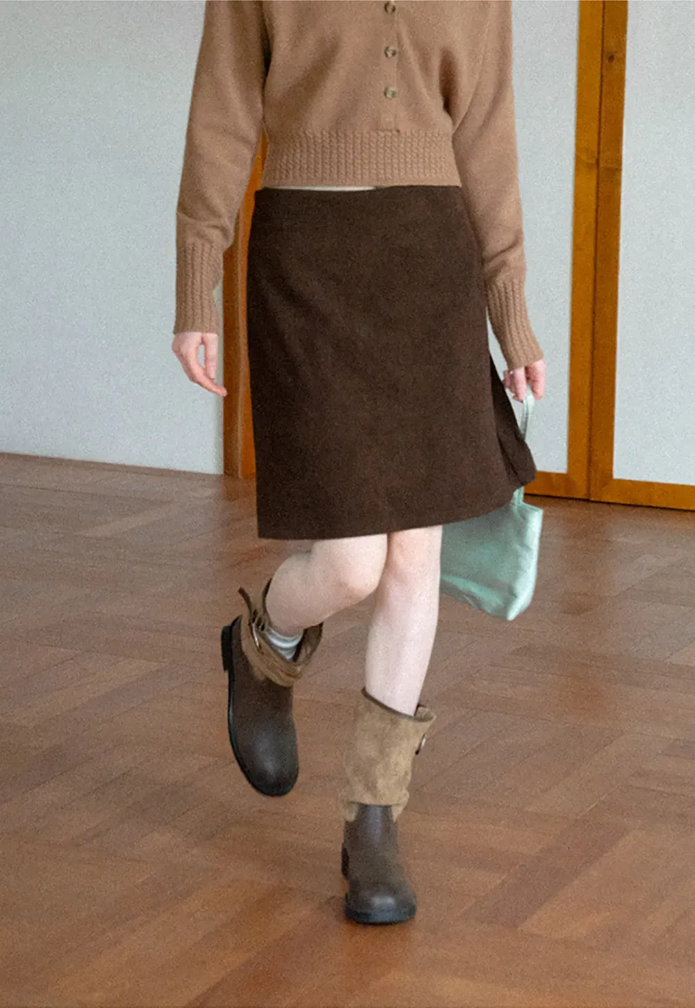 Ribbed Knit A-Line Skirt