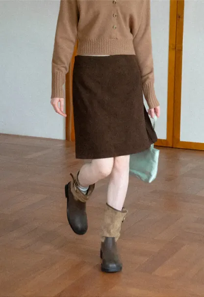 Ribbed Knit A-Line Skirt