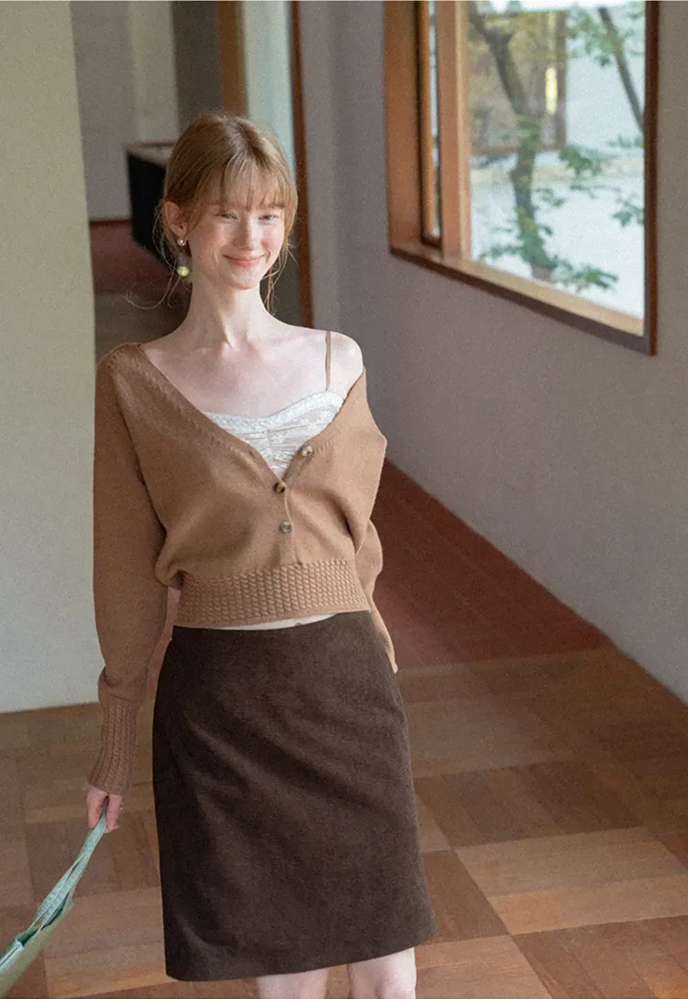 Ribbed Knit A-Line Skirt