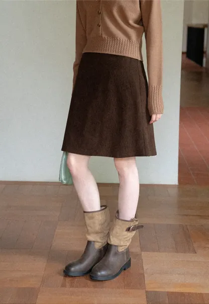 Ribbed Knit A-Line Skirt