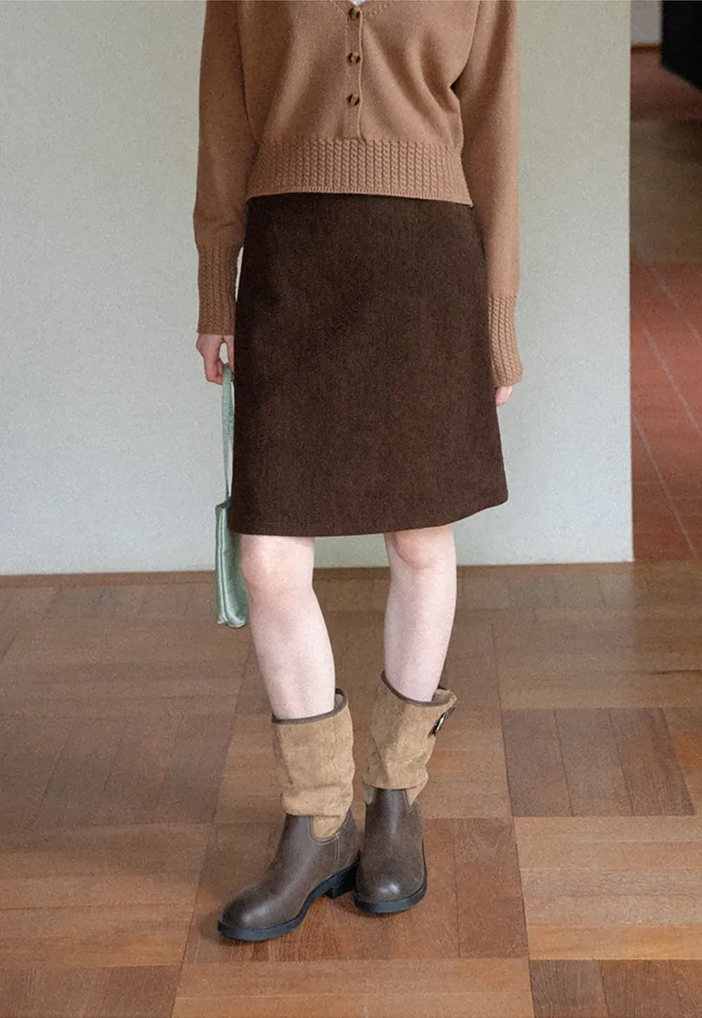 Ribbed Knit A-Line Skirt