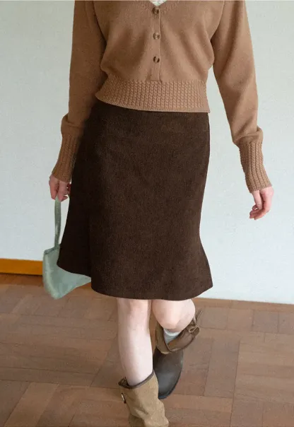 Ribbed Knit A-Line Skirt