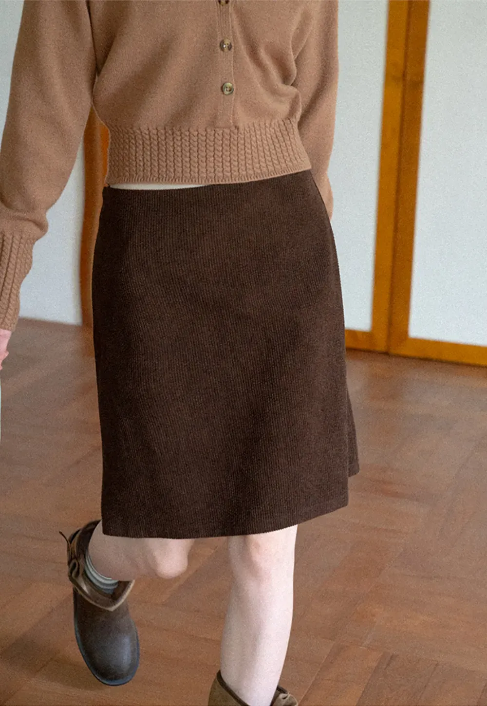 Ribbed Knit A-Line Skirt