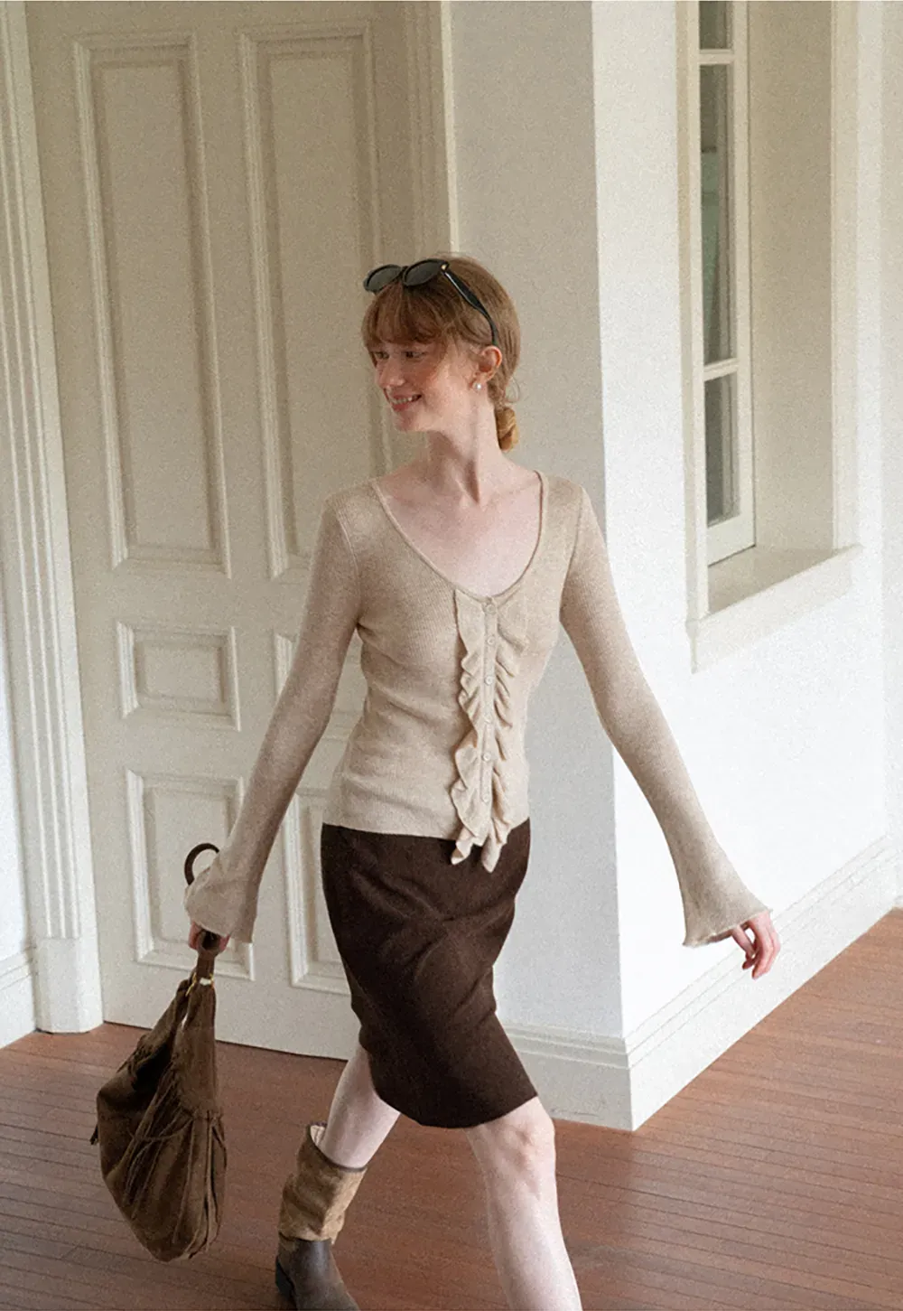 Ribbed Knit A-Line Skirt