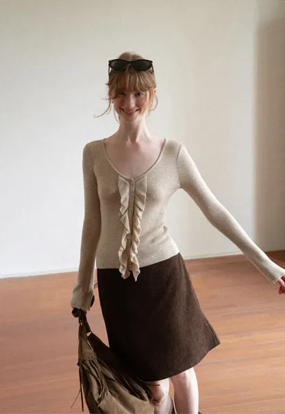 Ribbed Knit A-Line Skirt