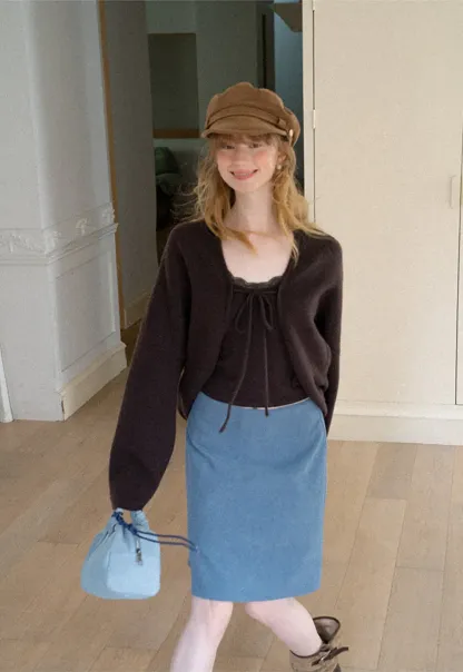 Ribbed Knit A-Line Skirt