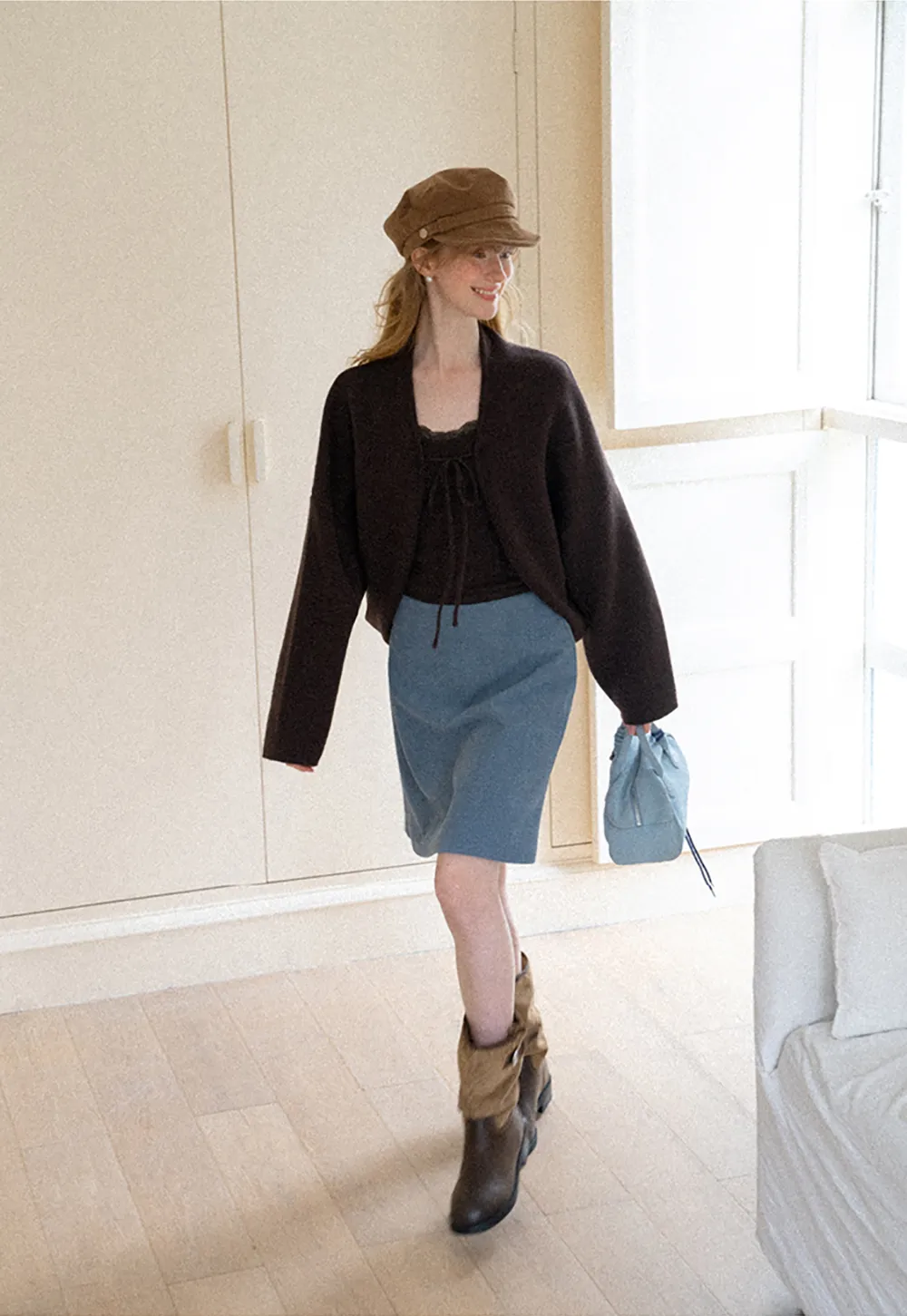 Ribbed Knit A-Line Skirt