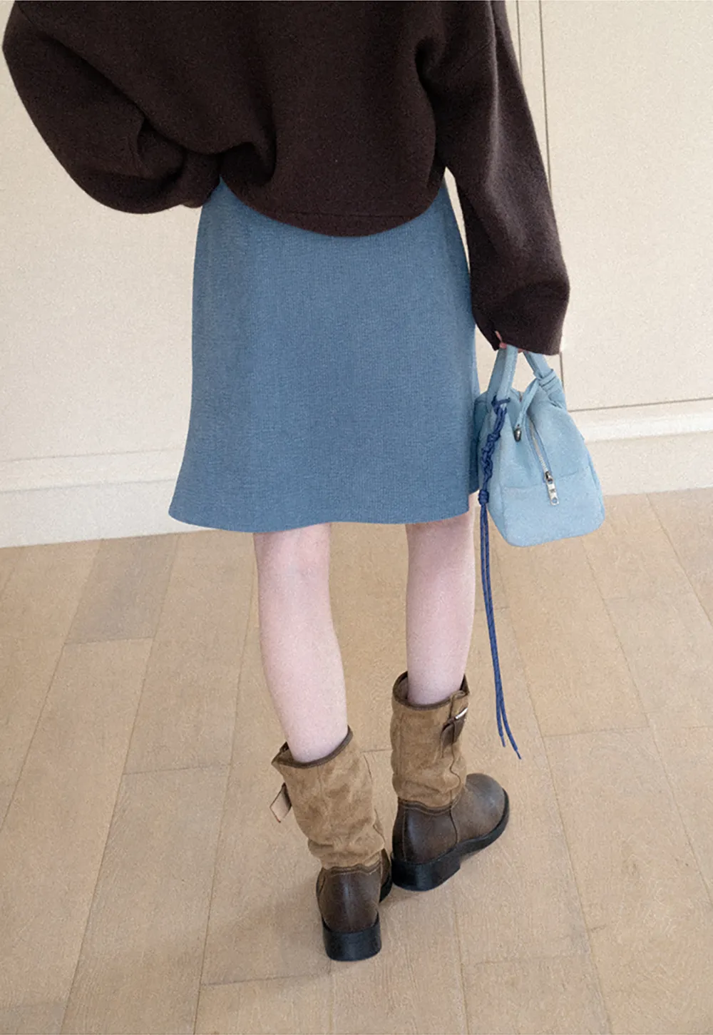 Ribbed Knit A-Line Skirt