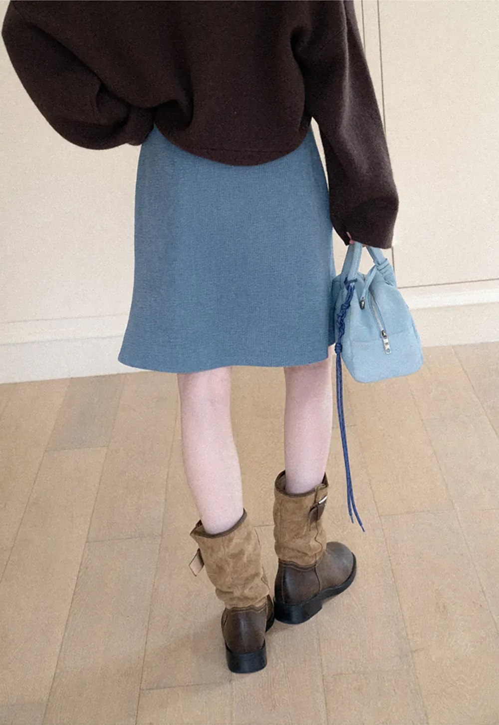 Ribbed Knit A-Line Skirt