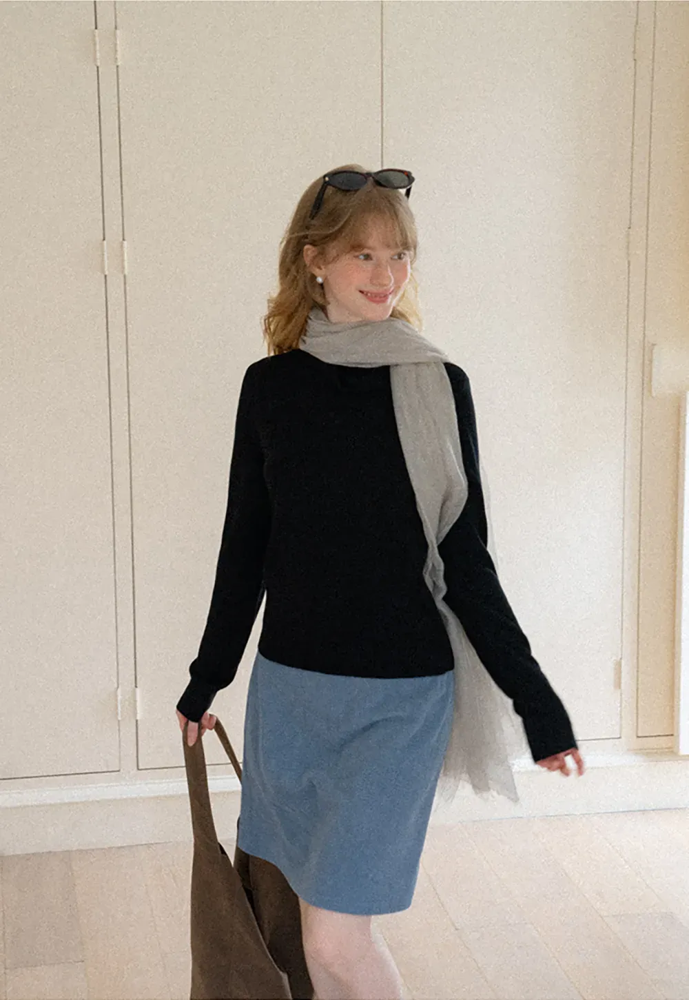 Ribbed Knit A-Line Skirt