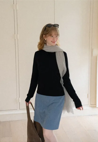 Ribbed Knit A-Line Skirt