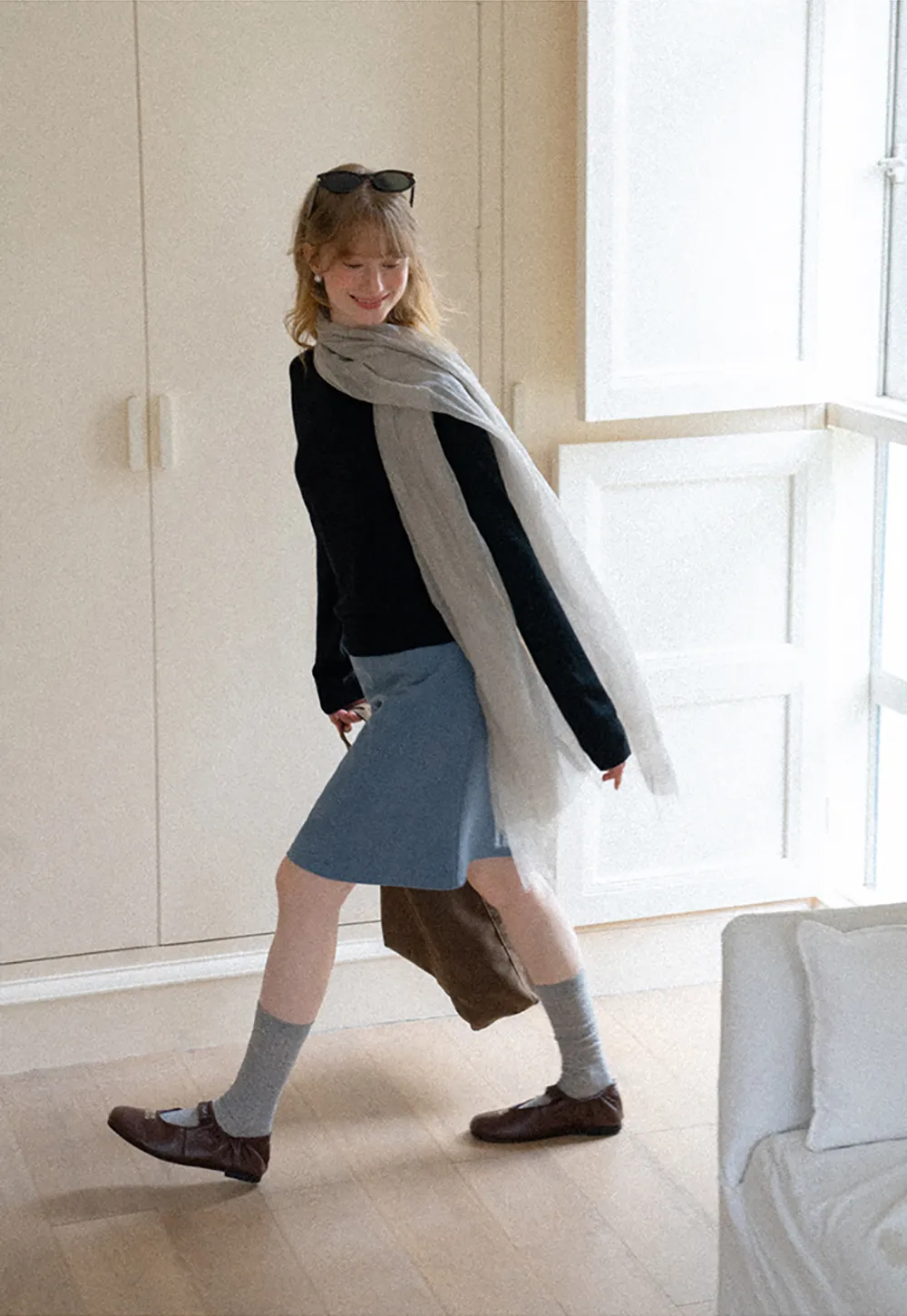 Ribbed Knit A-Line Skirt