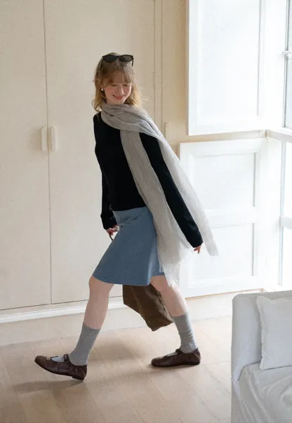 Ribbed Knit A-Line Skirt