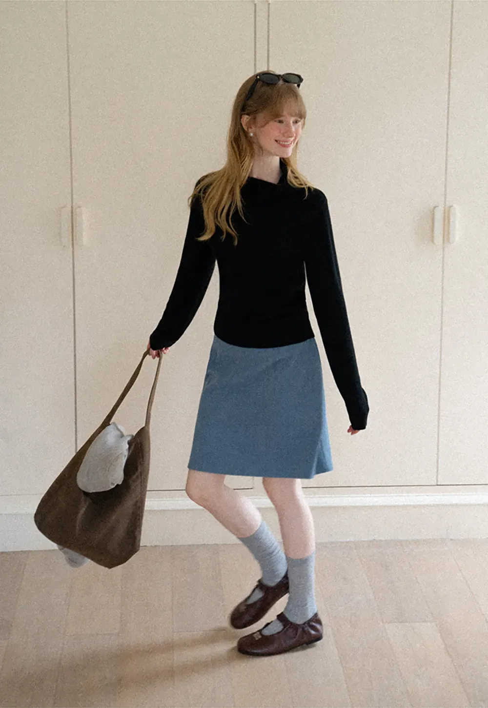Ribbed Knit A-Line Skirt