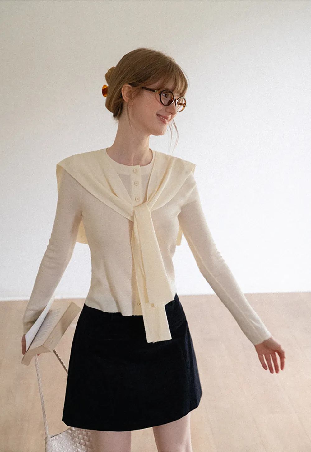 Corduroy Mini Skirt with Front Patch Pockets