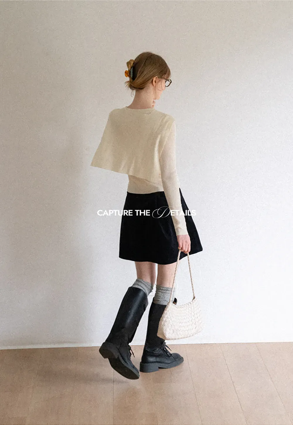 Corduroy Mini Skirt with Front Patch Pockets