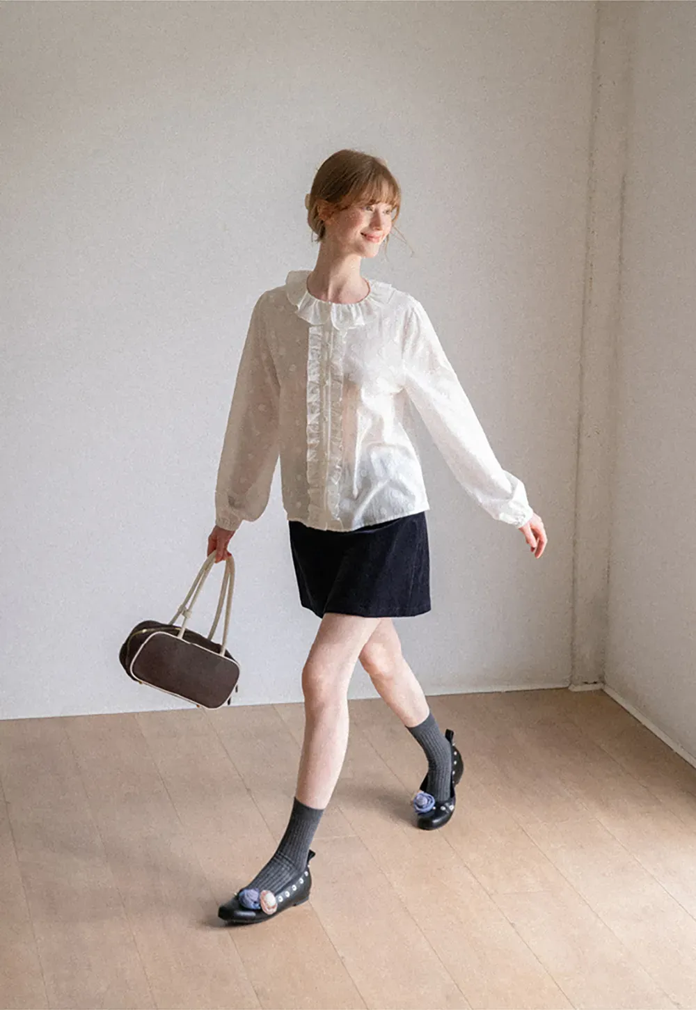 Corduroy Mini Skirt with Front Patch Pockets