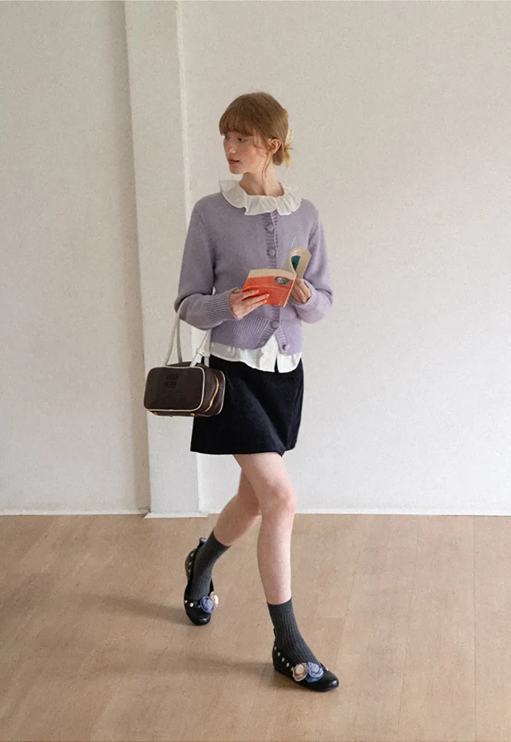 Corduroy Mini Skirt with Front Patch Pockets
