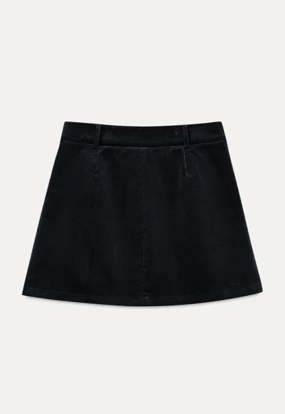 Corduroy Mini Skirt with Front Patch Pockets