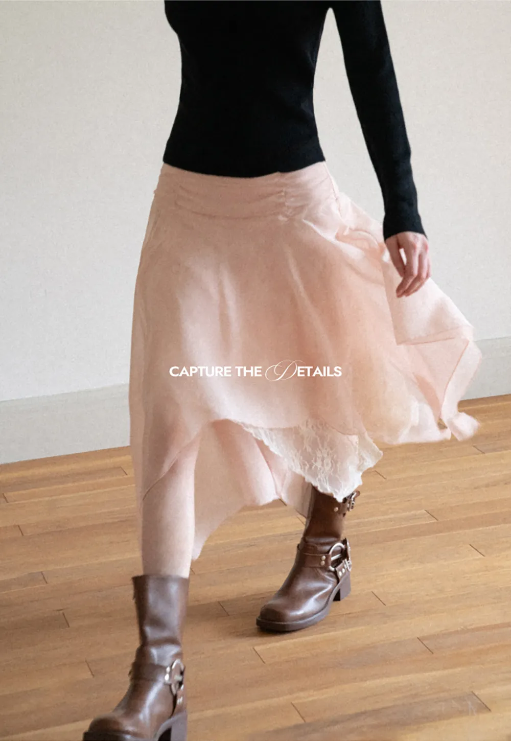 Asymmetrical Lace Overlay Skirt