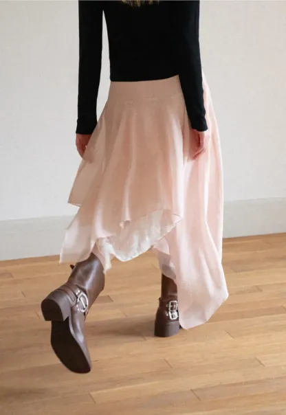 Asymmetrical Lace Overlay Skirt