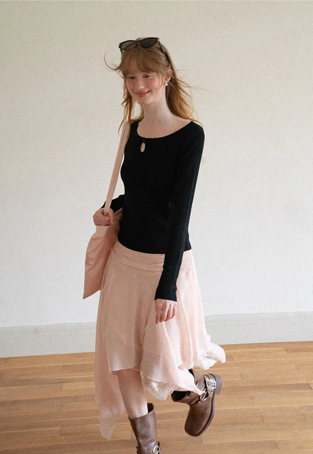 Asymmetrical Lace Overlay Skirt