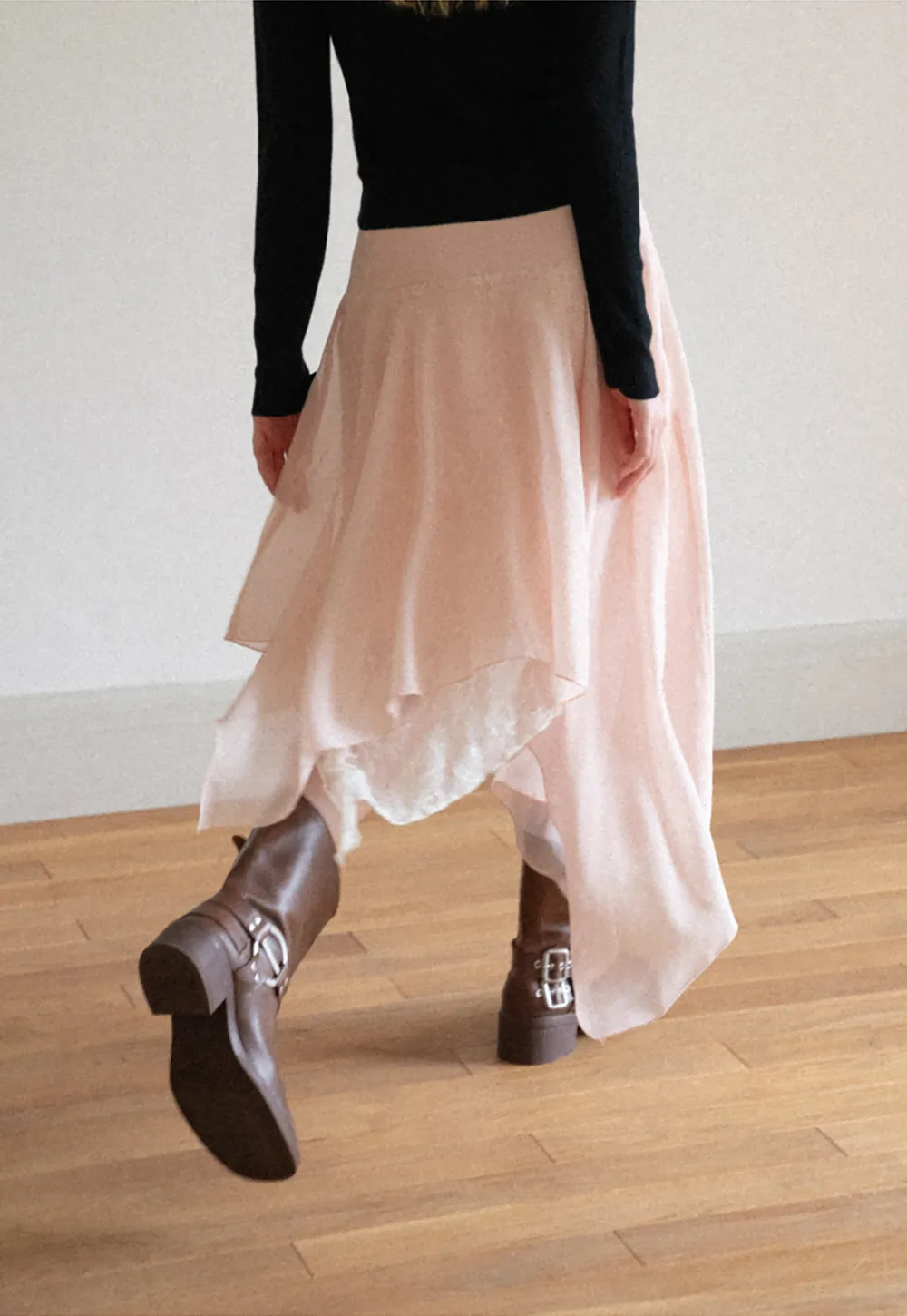 Asymmetrical Lace Overlay Skirt