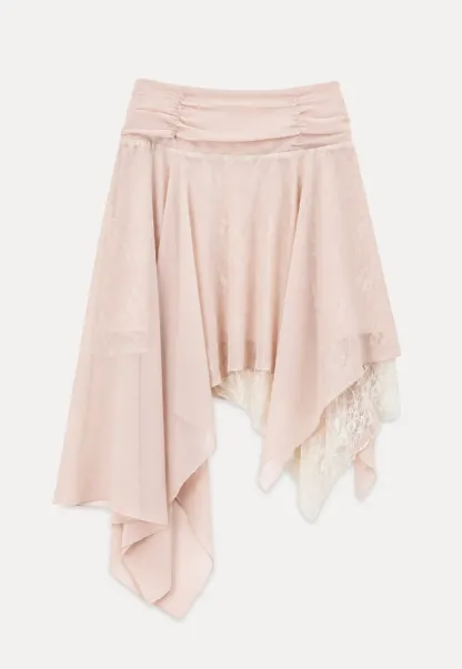 Asymmetrical Lace Overlay Skirt