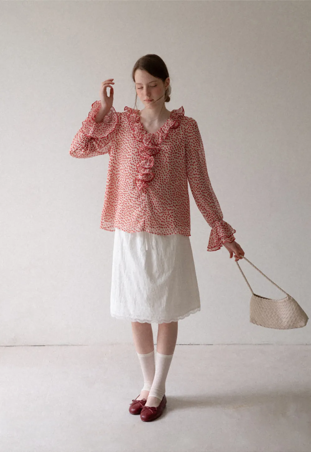 Lace Trim Drawstring Waist Skirt