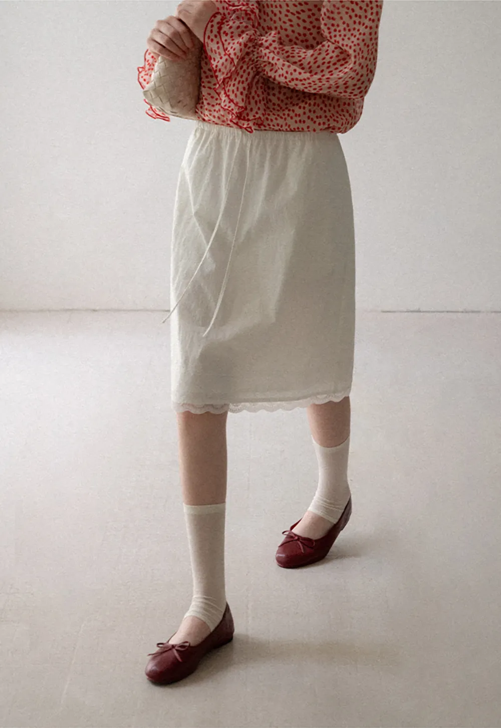 Lace Trim Drawstring Waist Skirt