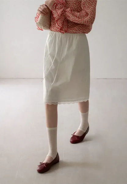 Lace Trim Drawstring Waist Skirt