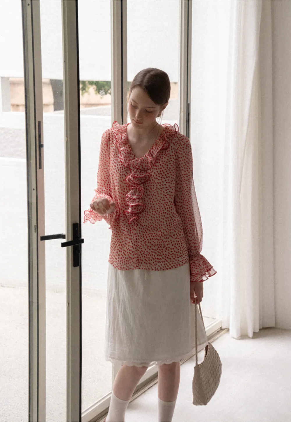 Lace Trim Drawstring Waist Skirt