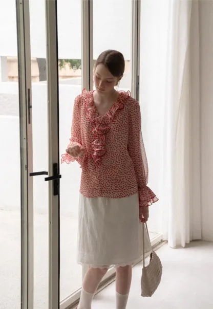 Lace Trim Drawstring Waist Skirt