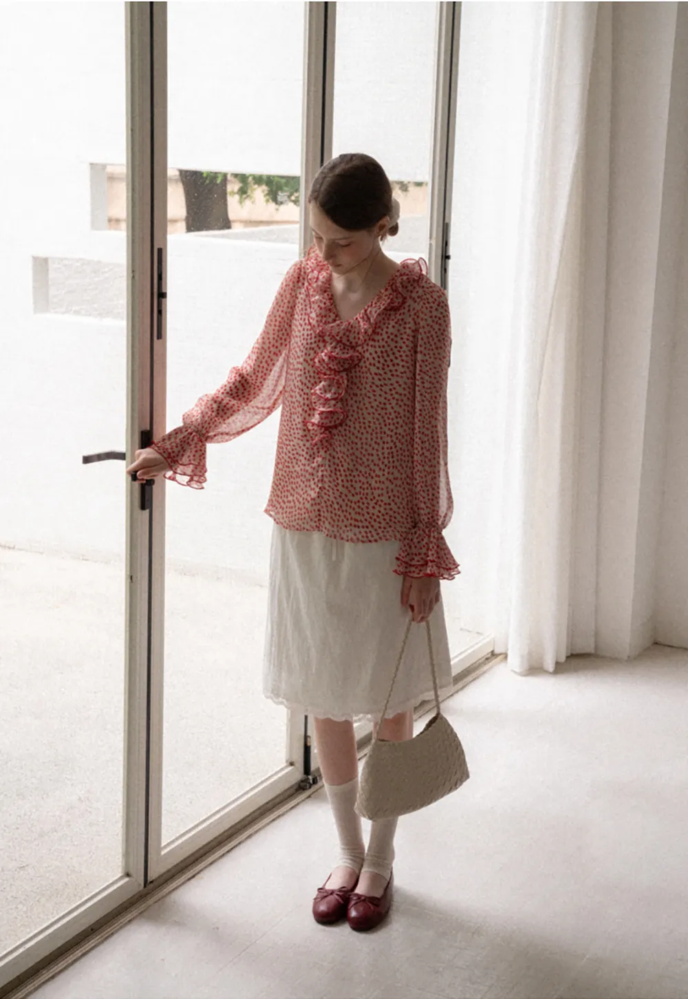 Lace Trim Drawstring Waist Skirt