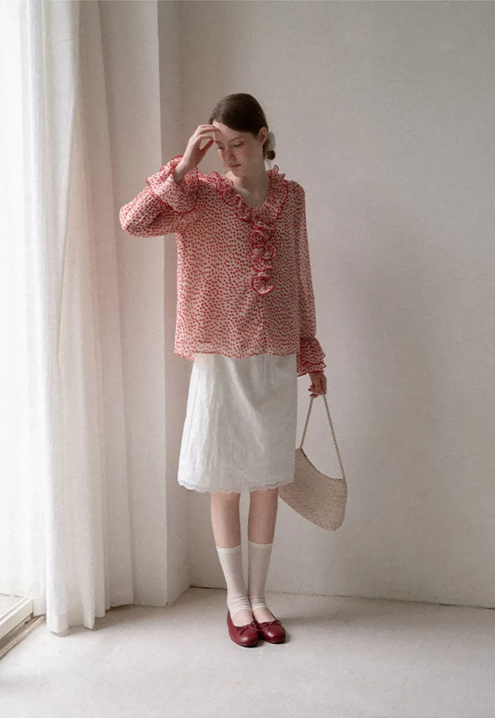 Lace Trim Drawstring Waist Skirt